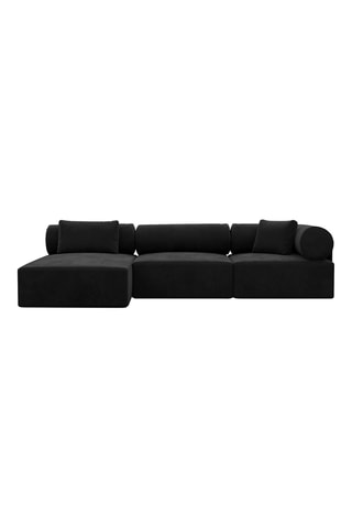Canapé d'angle gauche Ragusa - Noir - 5 places - Tissu toucher velours