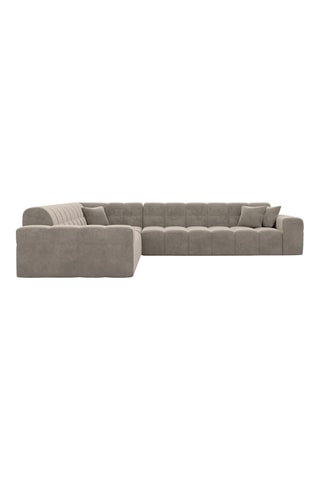 Canapé d'angle Cardano - Beige foncé - 6 places - Tissu toucher velours