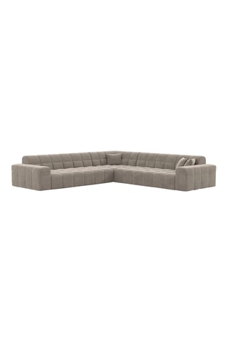 Canapé d'angle Cardano - Beige foncé - 6 places - Tissu toucher velours