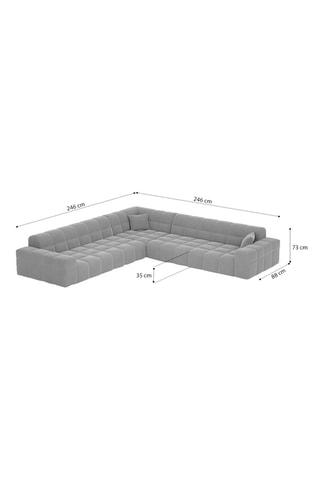 Canapé d'angle Cardano - Beige foncé - 6 places - Tissu toucher velours