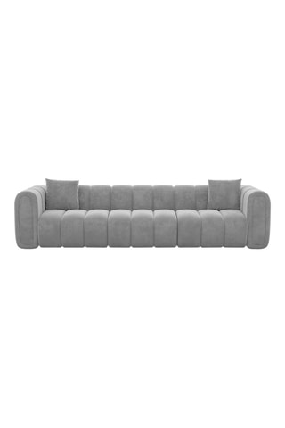 Canapé droit Luma - Gris clair - 3 places - Tissu velours