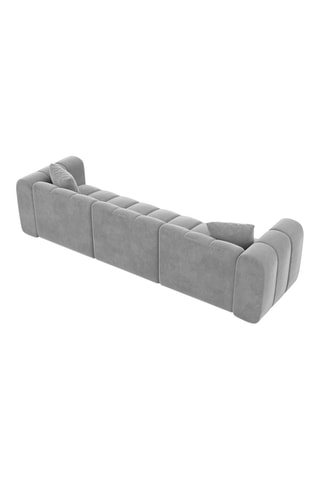Canapé droit Luma - Gris clair - 3 places - Tissu velours