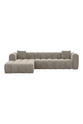 Canapé d'angle gauche Luma - Beige foncé - 5 places - Tissu toucher velours
