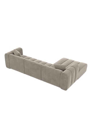 Canapé d'angle gauche Luma - Beige foncé - 5 places - Tissu toucher velours