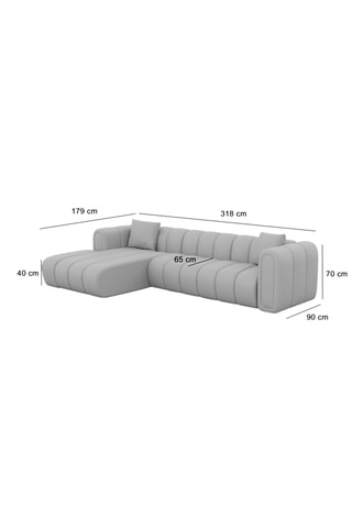 Canapé d'angle gauche Luma - Beige foncé - 5 places - Tissu toucher velours