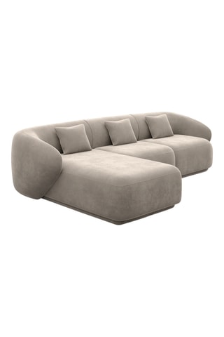 Canapé d'angle gauche Maitano - Beige foncé - 5 places - Tissu toucher velours