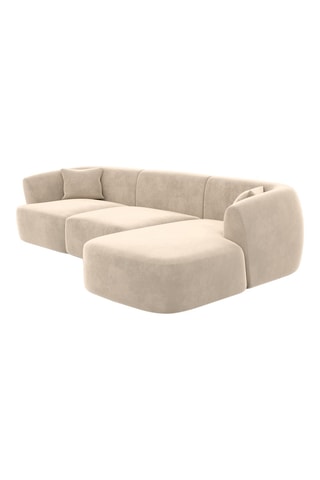 Canapé d'angle droit Form Ozura - Crème - 5 places - Tissu toucher velours