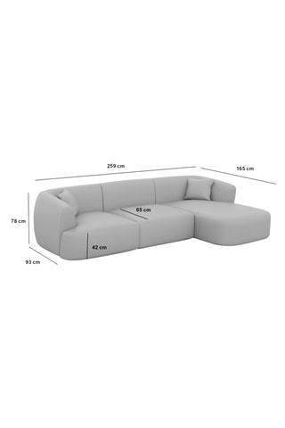 Canapé d'angle droit Form Ozura - Crème - 5 places - Tissu toucher velours