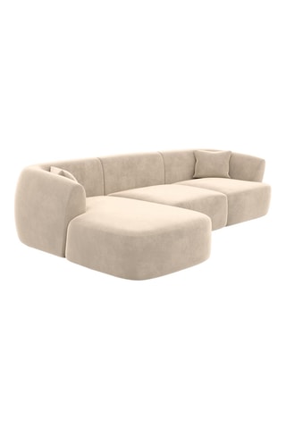 Canapé d'angle gauche Form Ozura - Crème - 5 places - Tissu toucher velours
