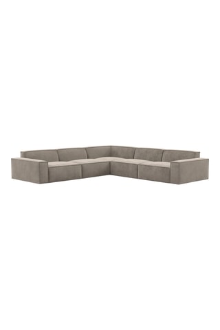 Canapé d'angle Lionel - Beige foncé - 6 places - Tissu toucher velours