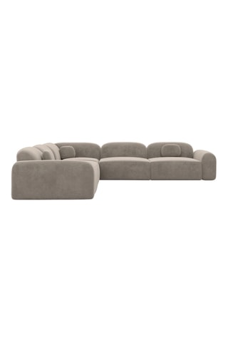 Canapé d'angle Labucca - Beige foncé - 6 places - Tissu toucher velours