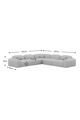 Canapé d'angle Labucca - Beige foncé - 6 places - Tissu toucher velours