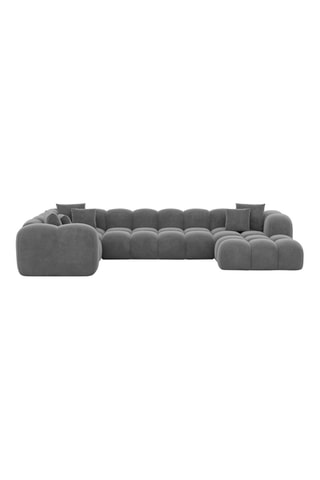 Canapé d'angle droit panoramique Nuvola - Gris foncé - 7 places - Tissu toucher velours