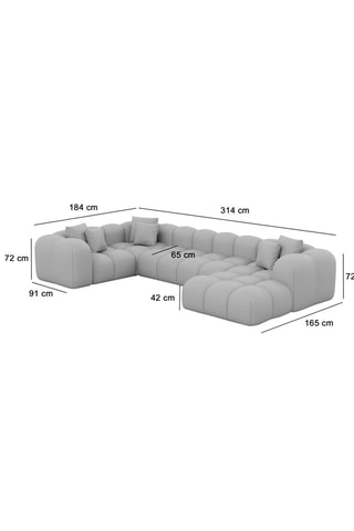 Canapé d'angle droit panoramique Nuvola - Gris foncé - 7 places - Tissu toucher velours