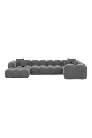 Canapé d'angle gauche panoramique Nuvola - Gris foncé - 7 places - Tissu toucher velours