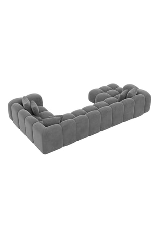 Canapé d'angle gauche panoramique Nuvola - Gris foncé - 7 places - Tissu toucher velours
