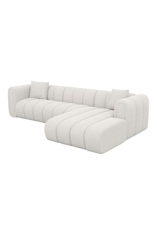 Canapé d'angle droit Luma - Blanc - 5 places - Tissu structuré