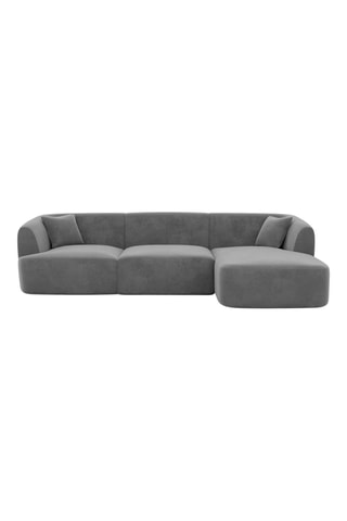 Canapé d’angle droite Ozura - Gris foncé - 5 places - En tissu velours