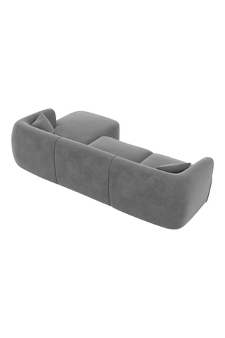 Canapé d’angle droite Ozura - Gris foncé - 5 places - En tissu velours