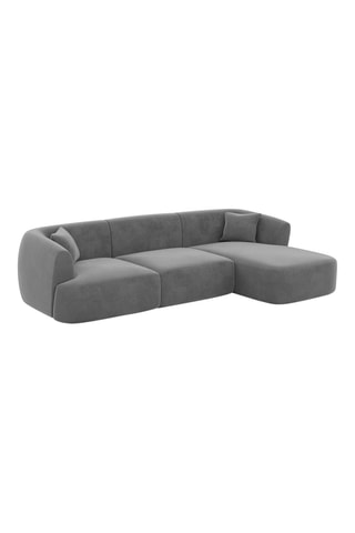 Canapé d’angle droite Ozura - Gris foncé - 5 places - En tissu velours