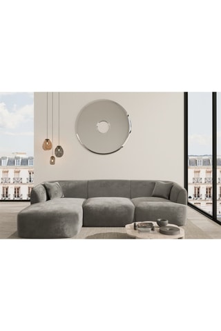 Canapé d’angle gauche Ozura - Gris foncé - 5 places - En tissu velours