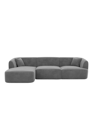Canapé d’angle gauche Ozura - Gris foncé - 5 places - En tissu velours