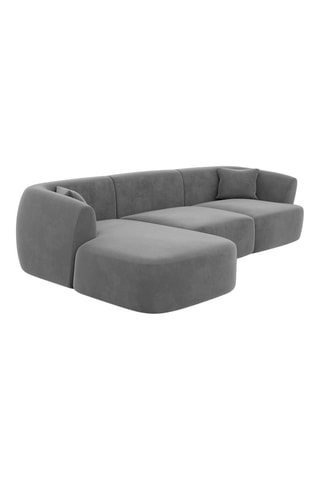 Canapé d’angle gauche Ozura - Gris foncé - 5 places - En tissu velours