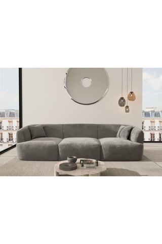 Canapé Ozura - Gris foncé - 3 places - En tissu velours