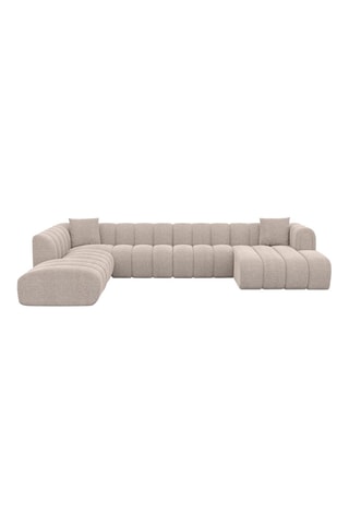 Canapé d'angle gauche panoramique Luma - Beige - 7 places - En tissu structurel