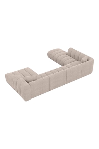 Canapé d'angle gauche panoramique Luma - Beige - 7 places - En tissu structurel
