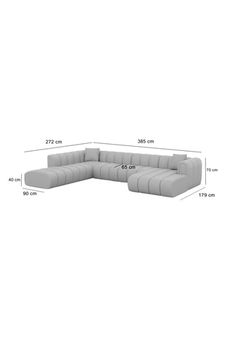 Canapé d'angle gauche panoramique Luma - Beige - 7 places - En tissu structurel