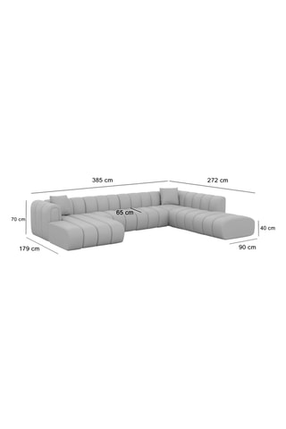 Canapé d'angle droit panoramique Luma - Beige - 7 places - En tissu structurel