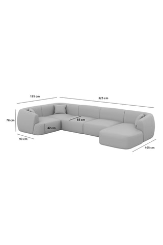 Canapé d'angle gauche panoramique Ozura - Beige - 7 places - En tissu structurel