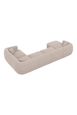 Canapé d'angle droit panoramique Ozura - Beige - 7 places - En tissu structurel