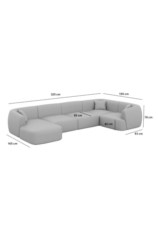 Canapé d'angle droit panoramique Ozura - Beige - 7 places - En tissu structurel
