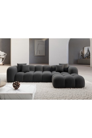 Canapé d'angle Nuvola - Anthracite - 6 places - Tissu structuré