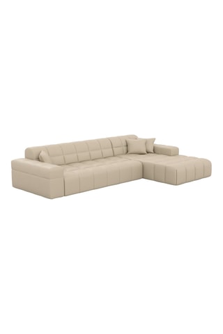 Canapé d'angle droit Cardano - Beige - 5 places - En cuir