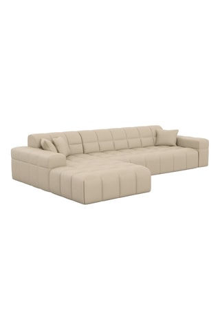 Canapé d'angle gauche Cardano - Beige - 5 places - En cuir