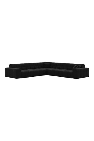 Canapé d’angle Cardano - Noir - 6 places - Toucher velours