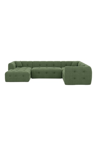 Canapé d'angle droit panoramique Baloo - Vert - 7 places - En polyester