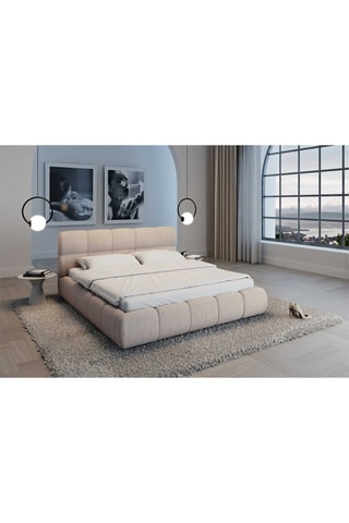 Lit-coffre Fabia - Couchage 180 x 200 cm - En tissu structuré