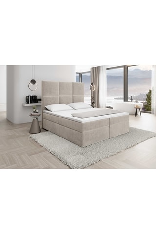 Lit avec double coffre Palata - Couchage 160 x 200 cm - En tissu velours