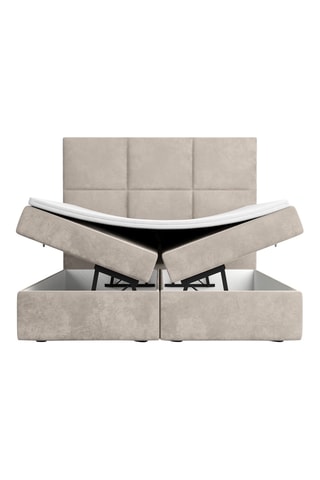 Lit avec double coffre Palata - Couchage 140 x 200 cm - En tissu velours