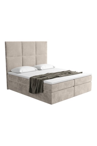 Lit avec double coffre Palata - Couchage 140 x 200 cm - En tissu velours
