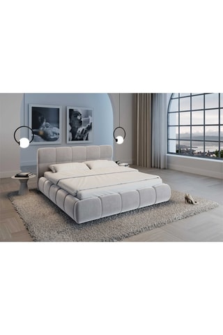 Lit-coffre Fabia - Couchage 140 x 200 cm - En tissu velours