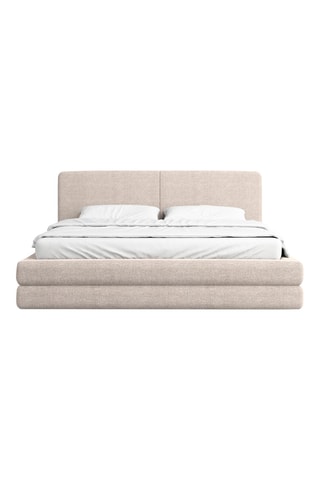 Lit-coffre en pin massif Barolo - Couchage 180 x 200 cm - En tissu structuré