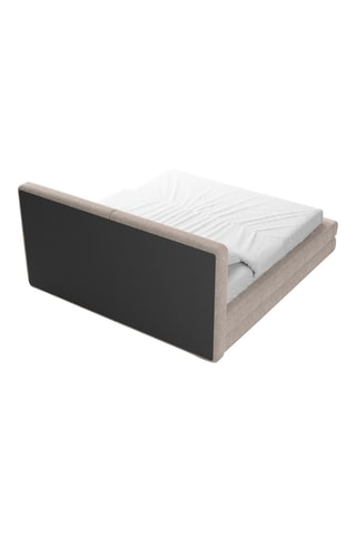Lit-coffre en pin massif Barolo - Couchage 180 x 200 cm - En tissu structuré