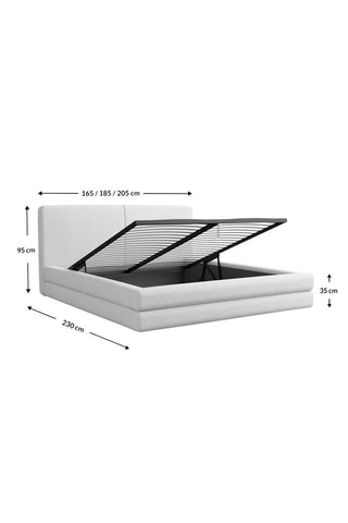 Lit-coffre en pin massif Barolo - Couchage 180 x 200 cm - En tissu structuré