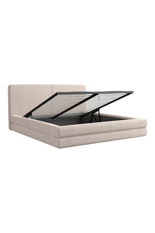 Lit-coffre en pin massif Barolo - Couchage 140 x 200 cm - En tissu structuré
