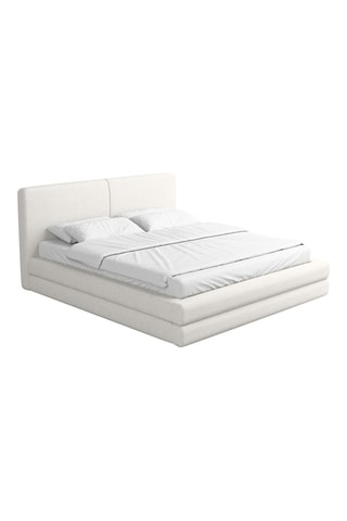 Lit-coffre en pin massif Barolo - Couchage 160 x 200 cm - En tissu structuré